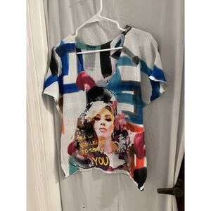 Made In Italy Lightweight Multicolor Graphic Sweater Sz L Avant Garde Artsy